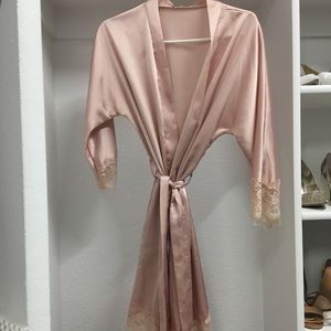 Faux Silk Robe in Blush
